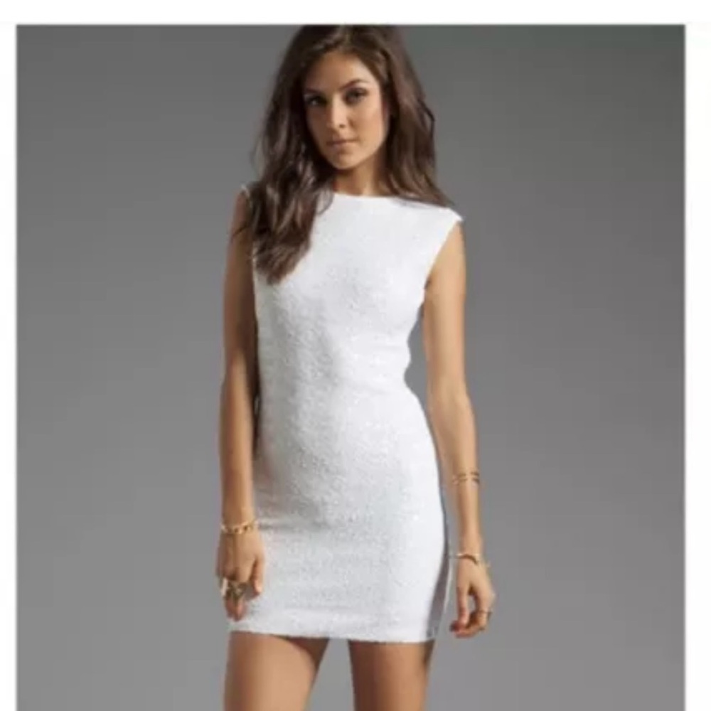Bardot Glimmer White Sequin Sleeveless Bodycon Mini Dress Size 6 Bridal